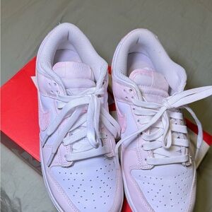 Nike Women's Soft Pink and White Sneakers